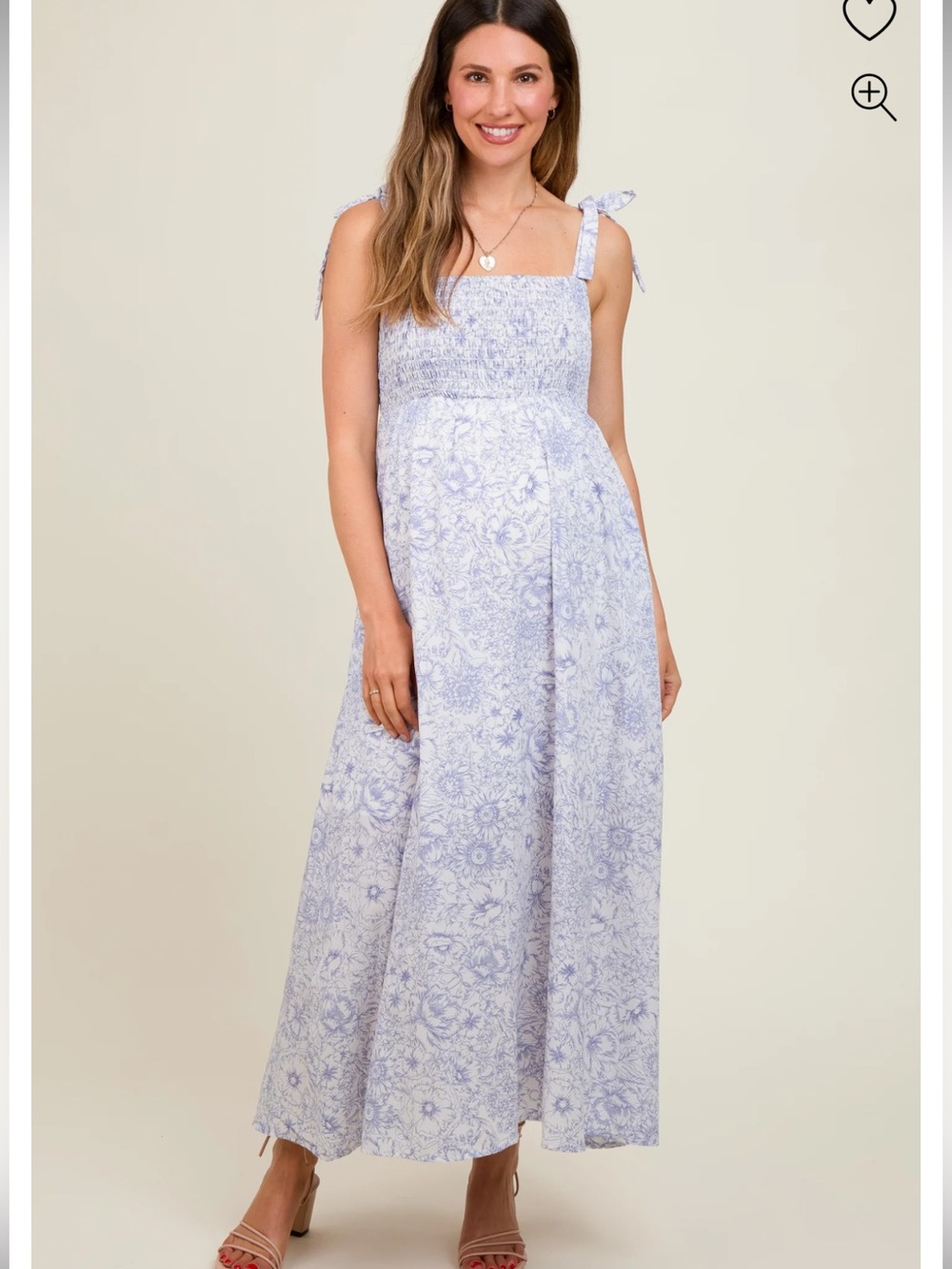 PINK BLUSH Maternity Blue Smocked Floral Maxi Dress